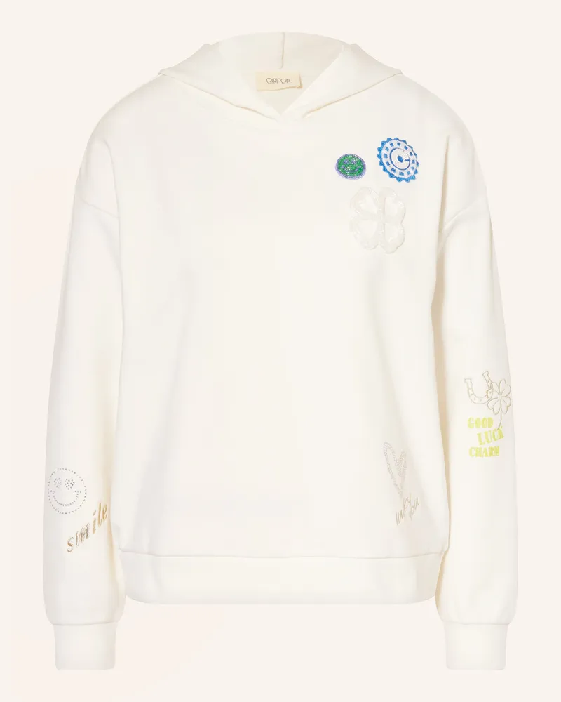 Cartoon Hoodie Mit Schmucksteinen weiss Weiss