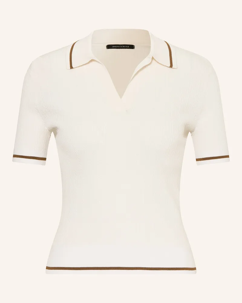 Armani Exchange Strick-Poloshirt weiss Ecru