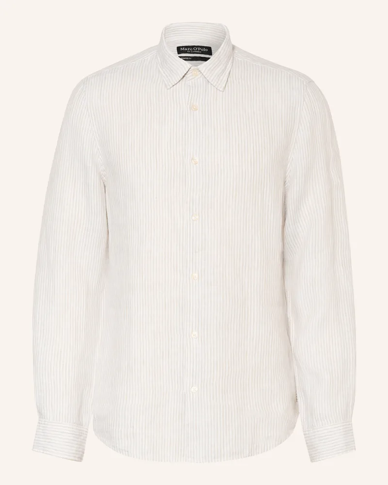 Marc O'Polo Leinenhemd Regular Fit braun Weiss