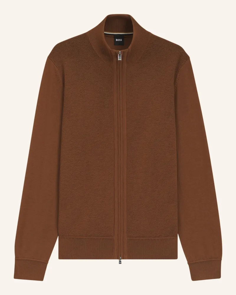 HUGO BOSS Strickjacke H-ILLARIONE Regular Fit Braun