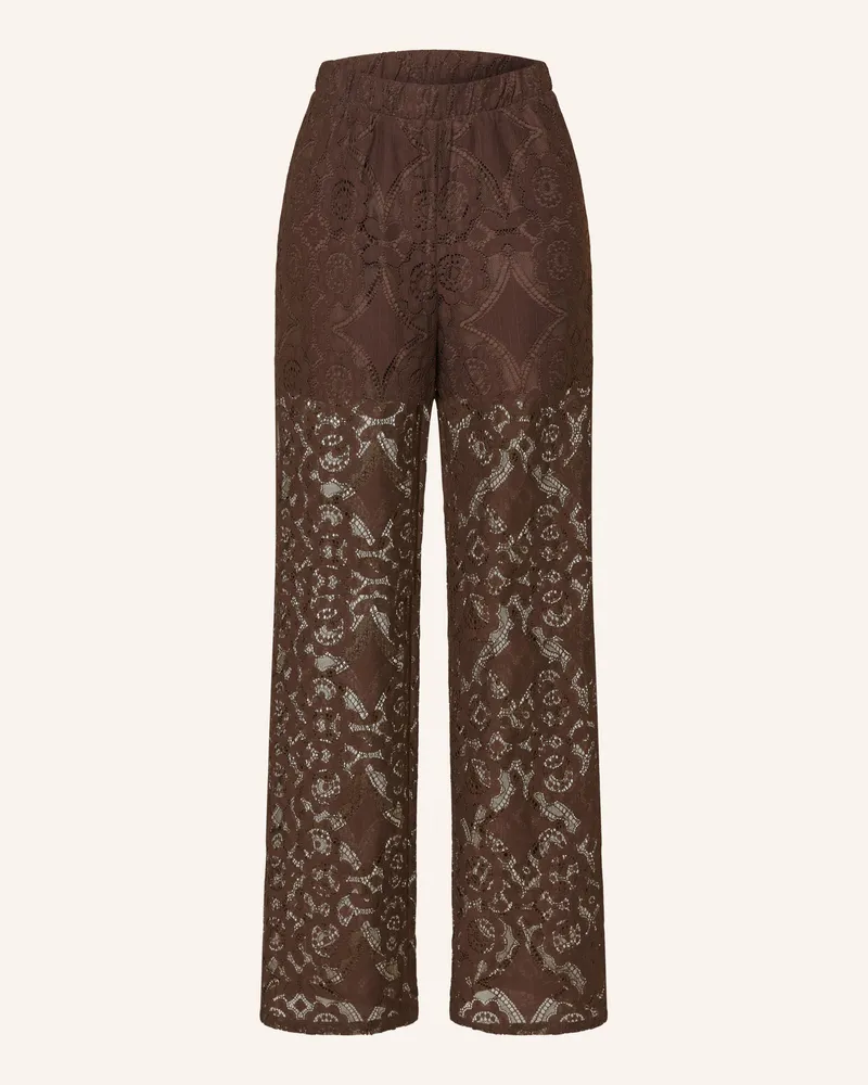 Y.A.S Spitzenhose braun Dunkelbraun