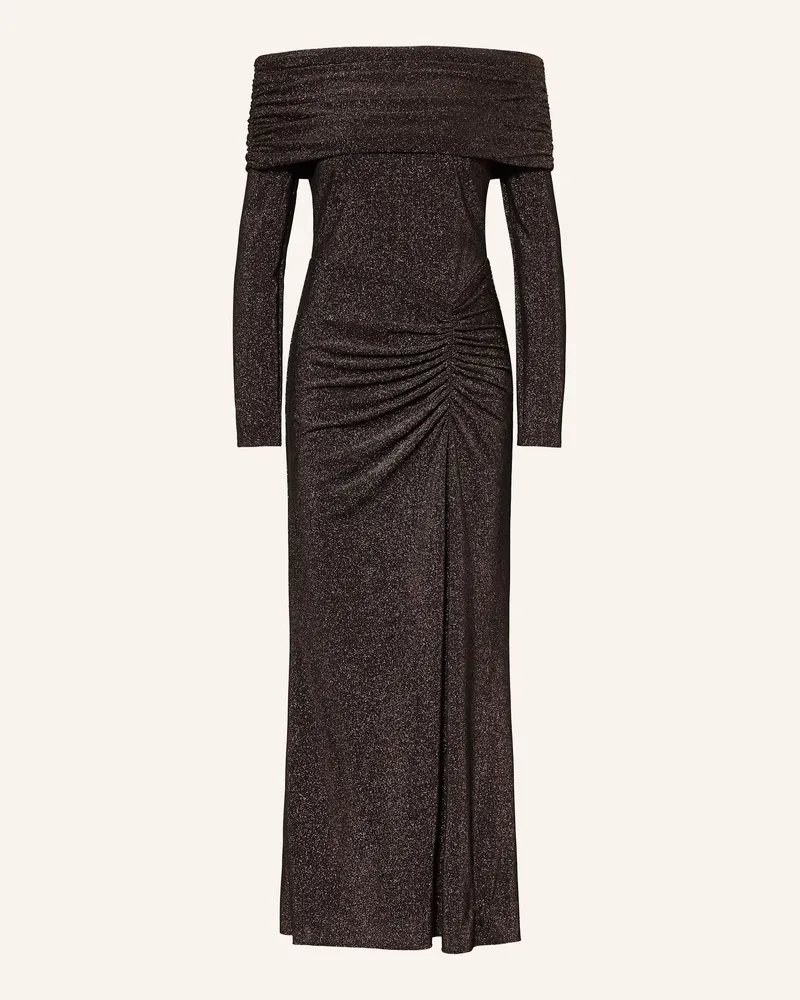 Adrianna Papell Abendkleid mit Glitzergarn Dunkelbraun