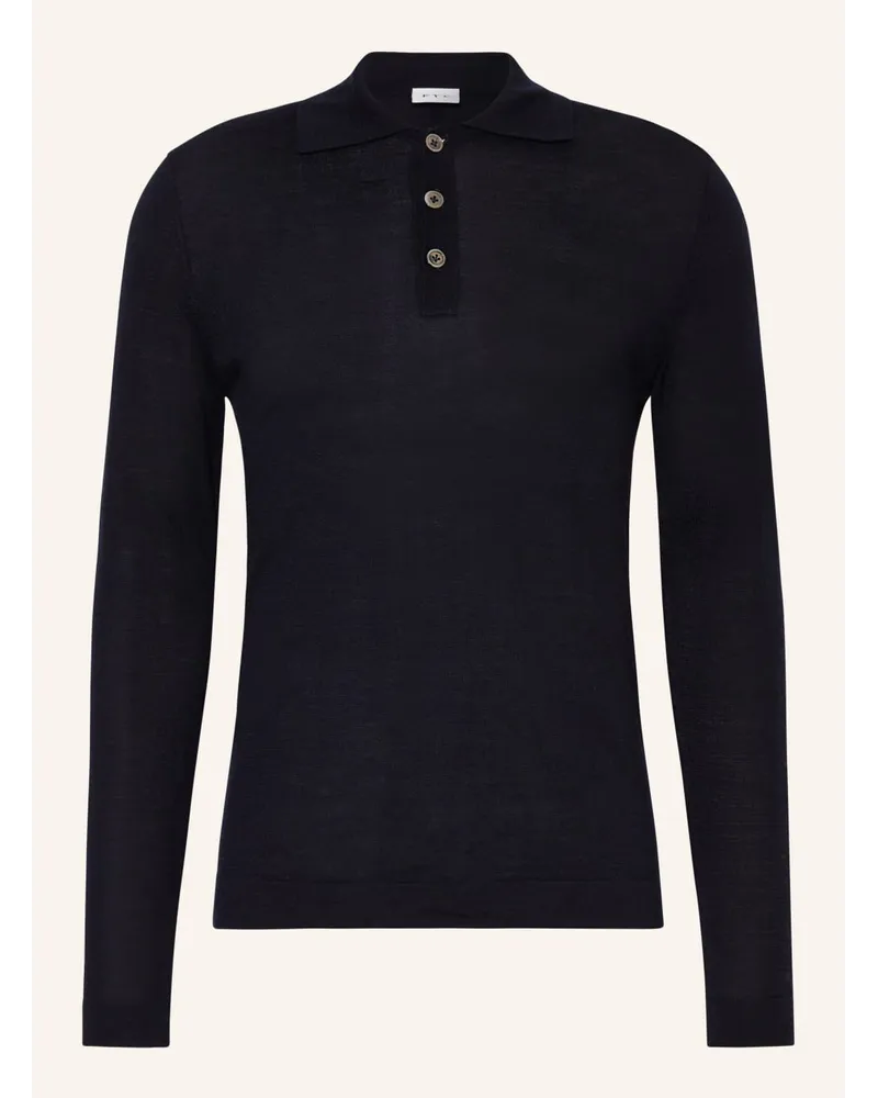 FTC Cashmere Strick-Poloshirt mit Cashmere Blau