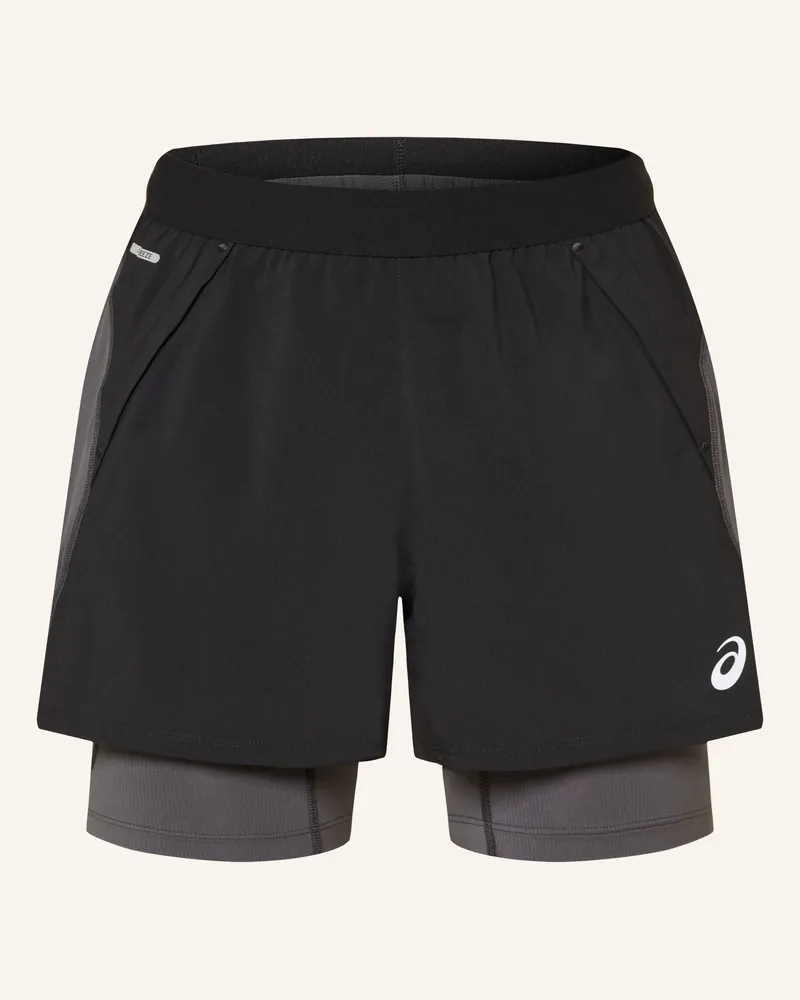 Asics 2-In-1-Laufshorts Road schwarz Schwarz
