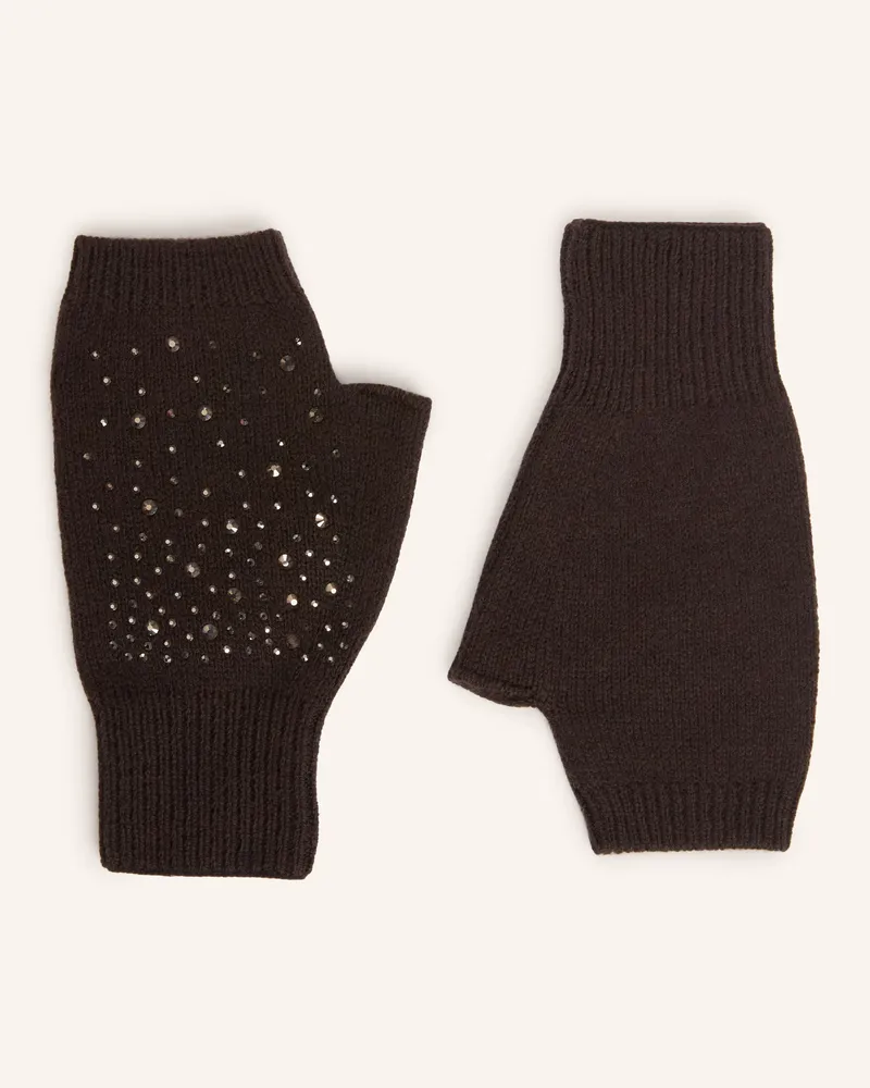monari Handschuhe Mit Schmucksteinen braun Dunkelbraun