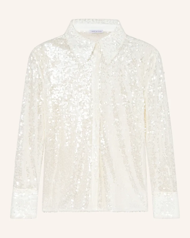 Mrs & HUGS Hemdbluse Mit Pailletten weiss Ecru