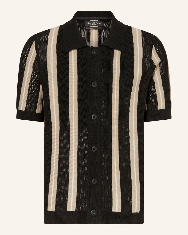 Marc O'Polo Strickhemd Regular Fit Schwarz