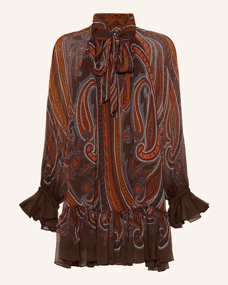 Etro Schluppenkleid Aus Seide rot Braun