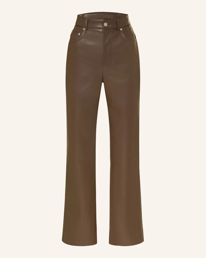 Nanushka Hose Seldes In Lederoptik braun Dunkelbraun
