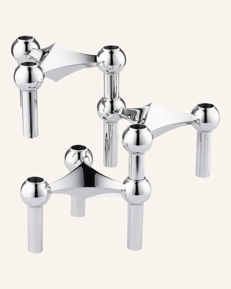 STOFF Nagel 3er-Set Kerzenhalter Silber
