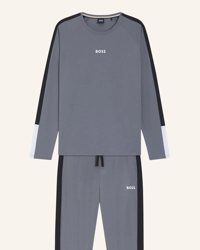 HUGO BOSS Pyjama-Set Balance Long Set Regular Fit grau Dunkelgrau