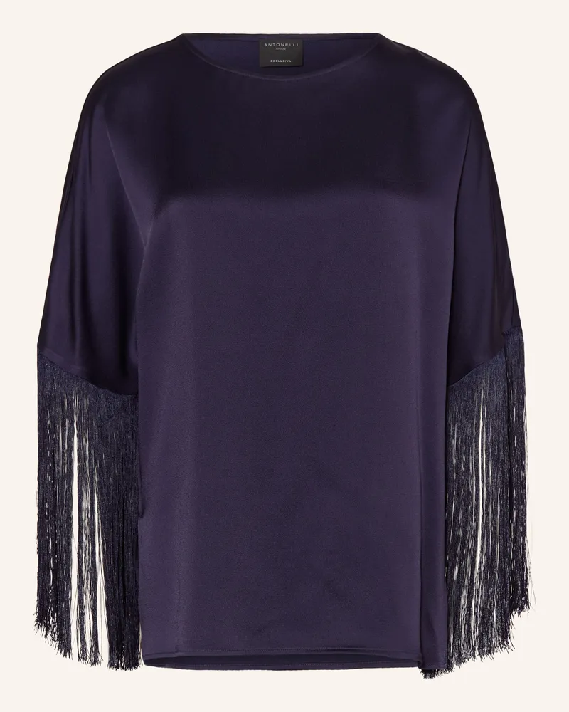 Antonelli Firenze Blusenshirt Ardisia Aus Satin Mit 3/4-Arm blau Dunkelblau