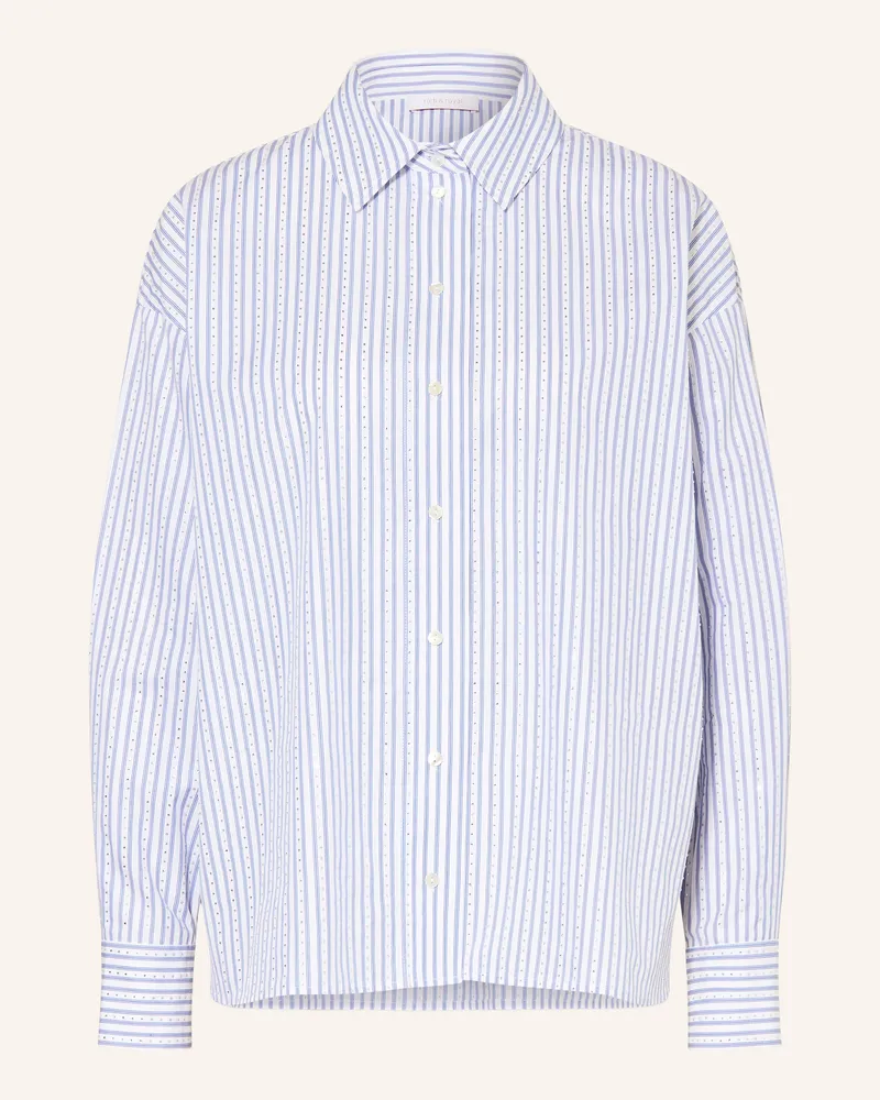 Rich&Royal Hemdbluse Mit Schmucksteinen blau Weiss