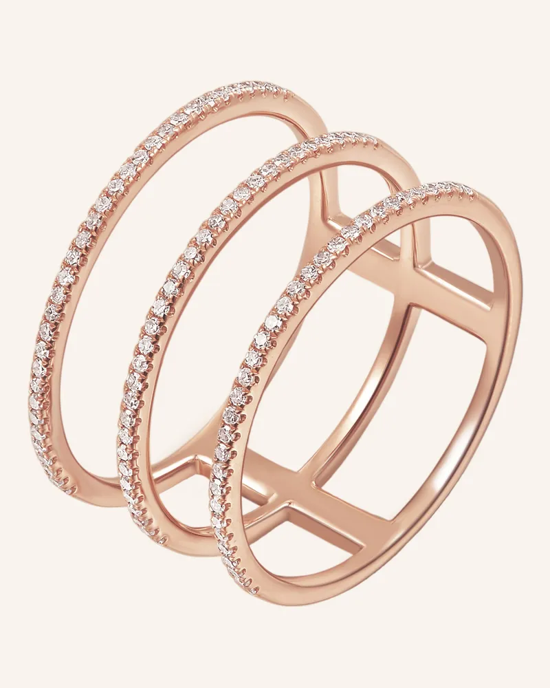 Leaf Ring TRIPLE aus 18 Karat Roségold mit Diamanten Roségold