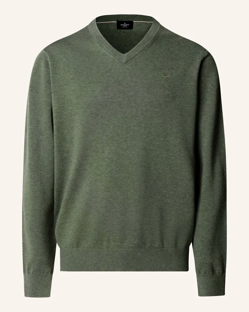Hackett Pullover Ess Cotton V Neck gruen Grün