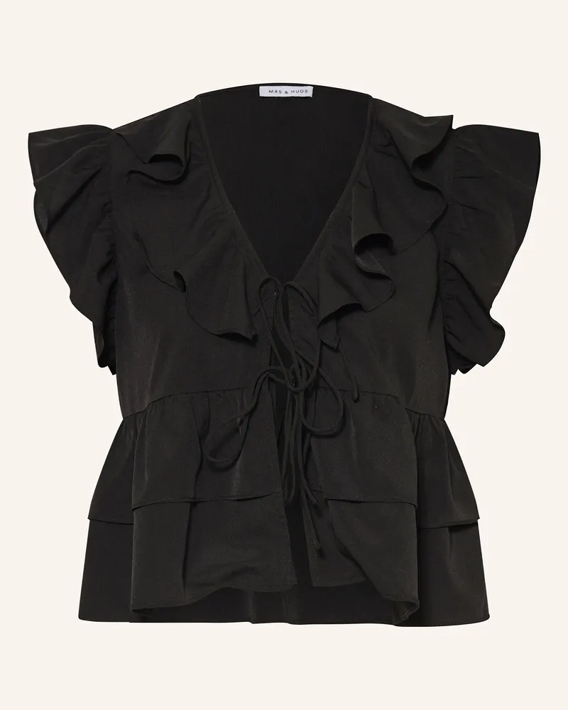 Mrs & HUGS Bluse Mit Volants schwarz Schwarz