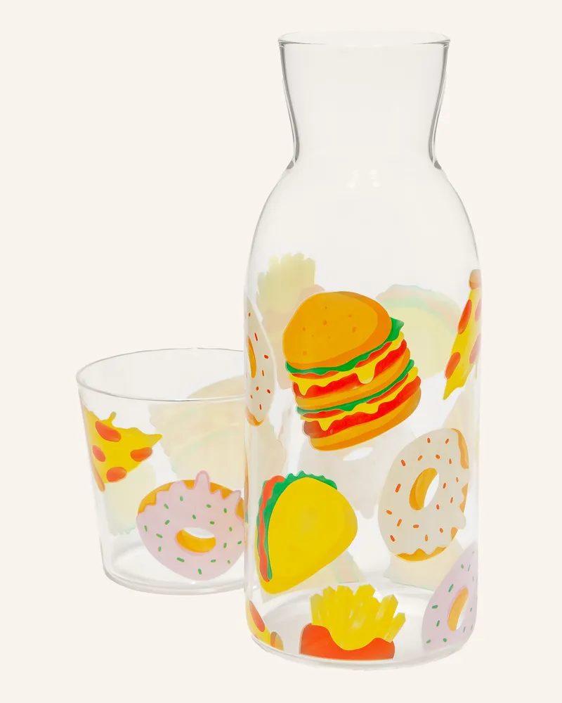 Doiy 2-Tlg. Set Fast Food: Karaffe Und Trinkglas weiss Weiss