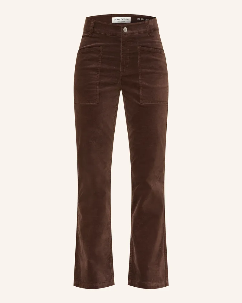 Marc O'Polo Bootcut-Hose KIRUNA aus Samt Dunkelbraun