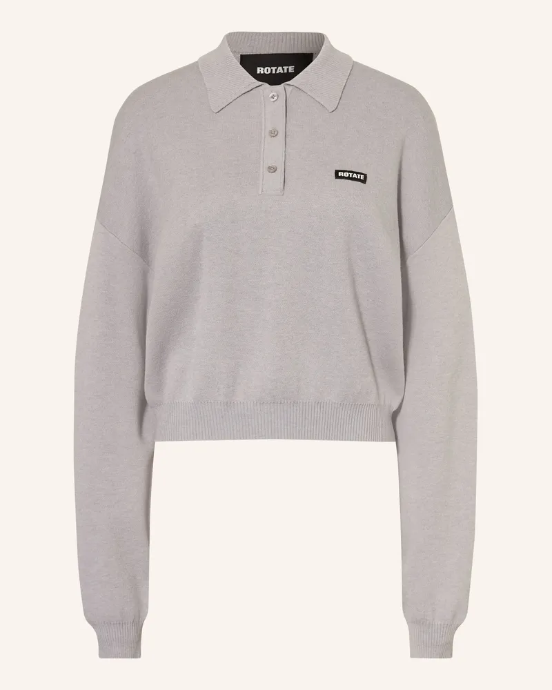 ROTATE Birger Christensen Strick-Poloshirt grau Hellgrau