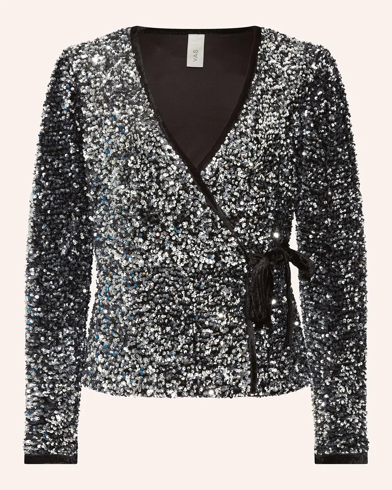 Y.A.S Wickelbluse mit Pailletten Silber
