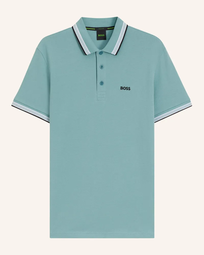 HUGO BOSS Piqué-Poloshirt PADDY CURVED Regular Fit Türkis