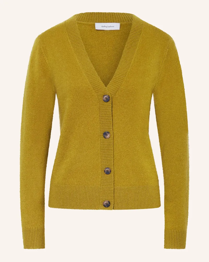 Darling Harbour Strickjacke aus Cashmere Goldgrün
