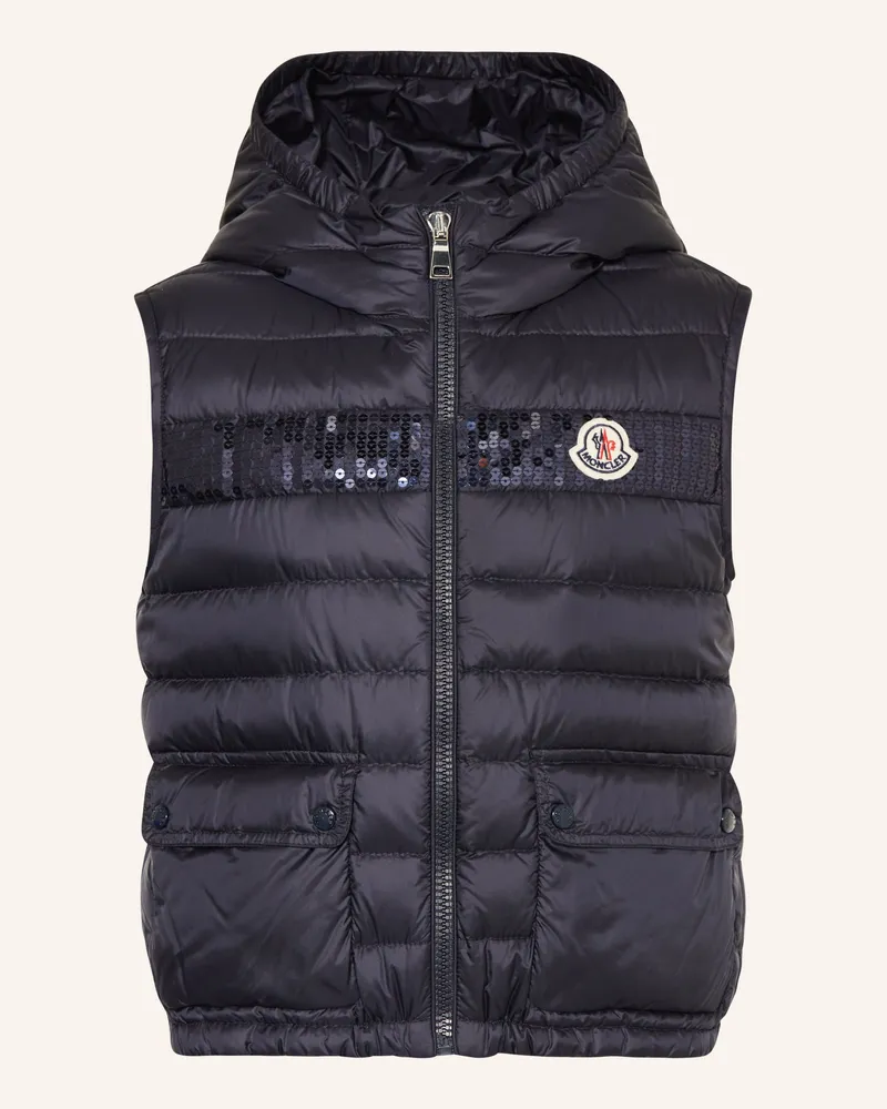 Moncler Daunenweste ESI mit Pailletten Dunkelblau