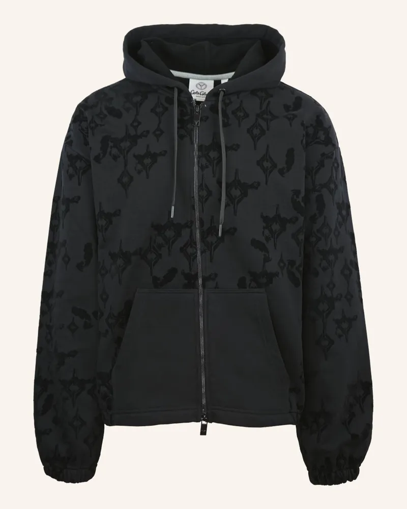 Carlo Colucci Kapuzensweatjacke Mit Flockprint - Soft Impact Flenger schwarz Schwarz