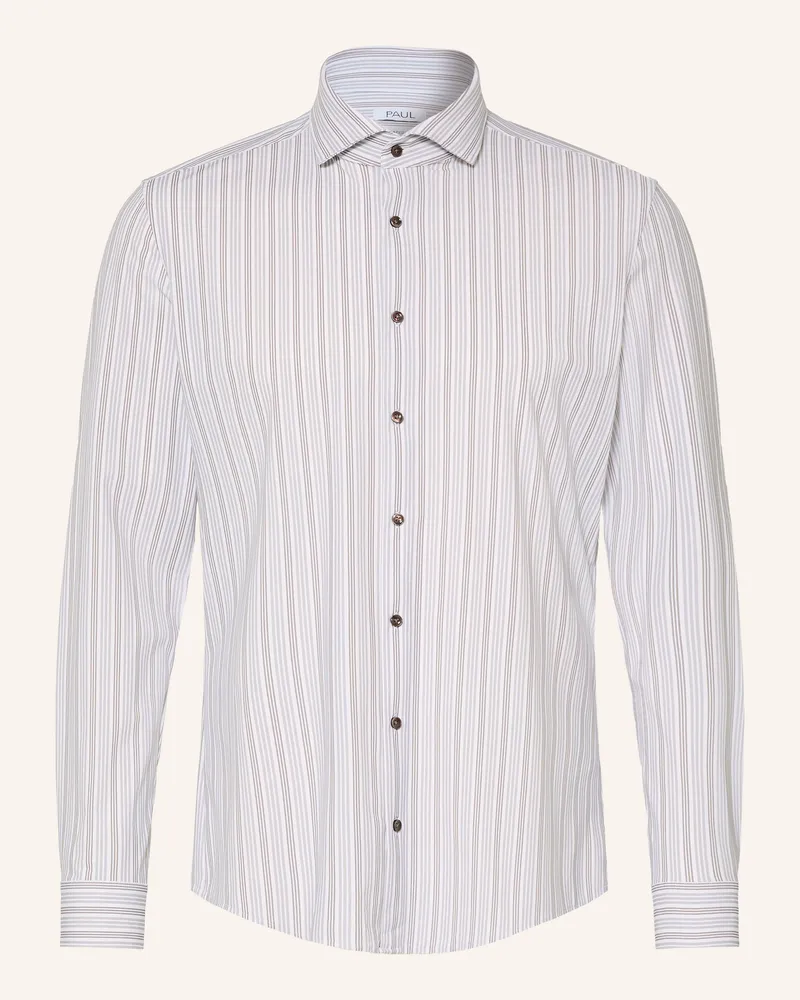 paul Hemd Shaped Fit braun Weiss