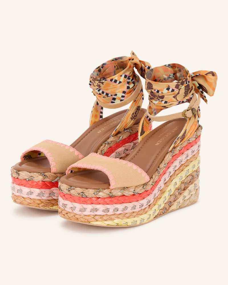 Kurt Geiger Plateau-Wedges SCARF mit Schmucksteinen Beige