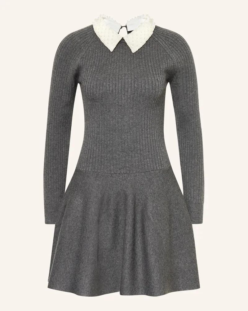 Maje Strickkleid Mit Abnehmbarem Kragen Und Schmuckperlen grau Grau