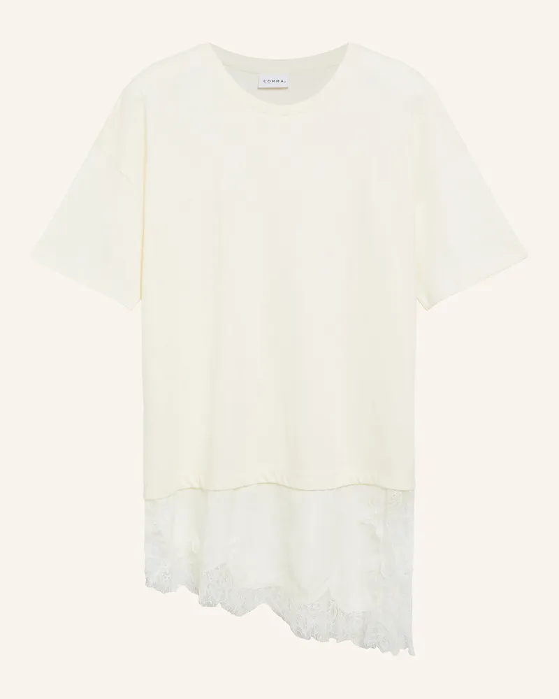COMMA T-Shirt Mit Spitze weiss Weiss