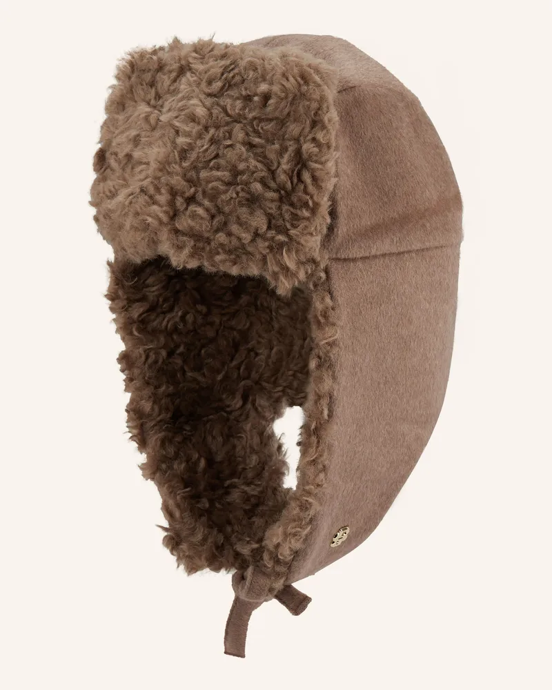 HUGO BOSS Mütze VIRGINYO mit Kunstfell Braun