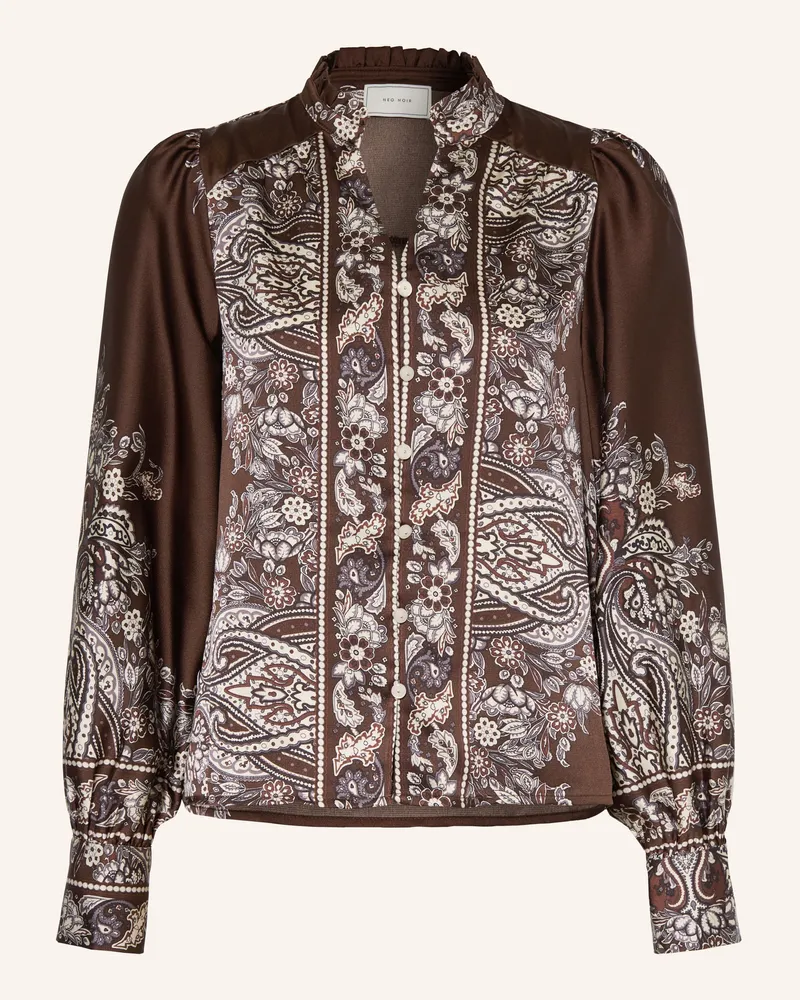 Neo Noir Satinbluse Massima Mit Rüschen braun Dunkelbraun