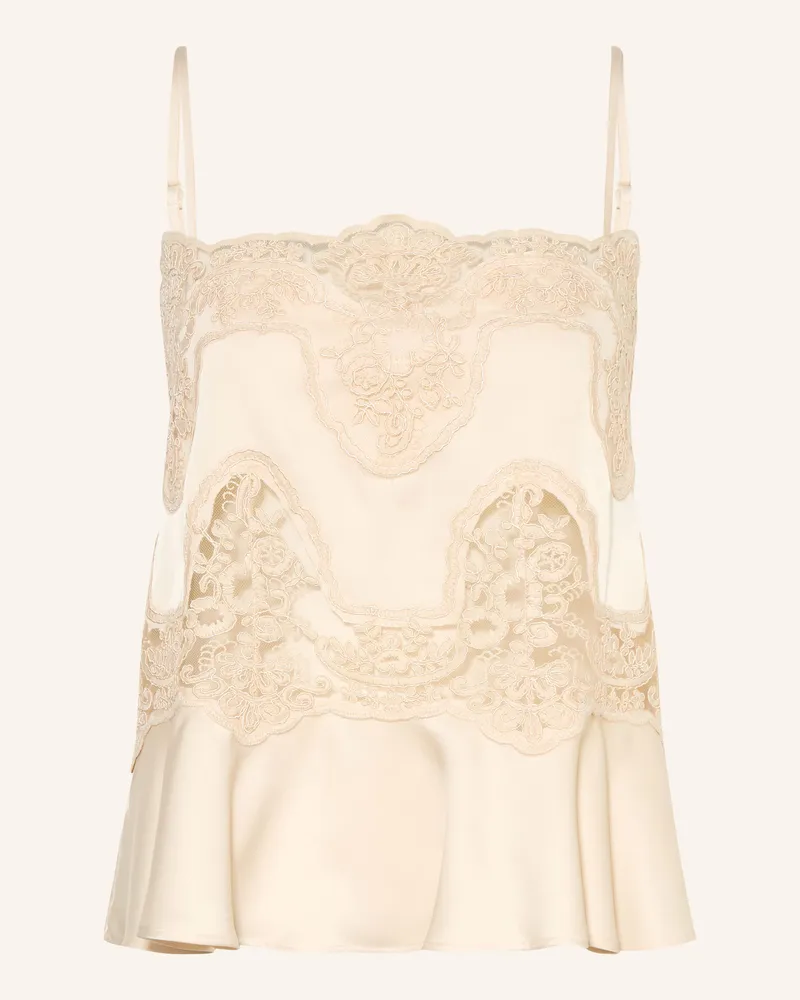 Mrs & HUGS Blusentop Mit Spitze beige Creme