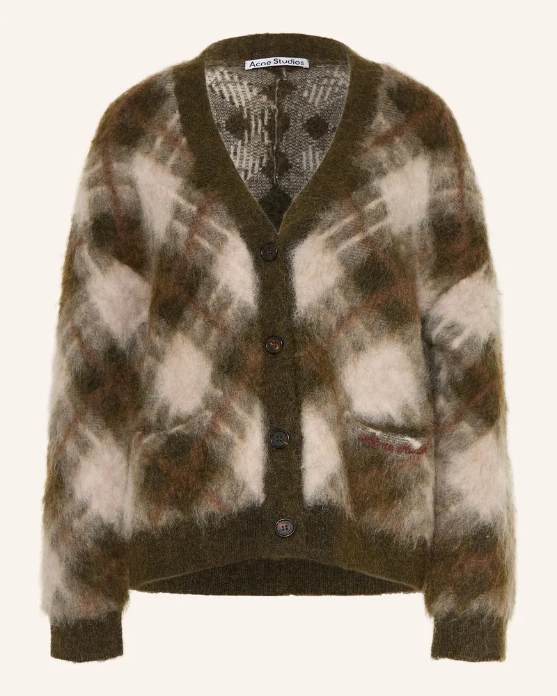Acne Studios Strickjacke Mit Mohair gruen Khaki