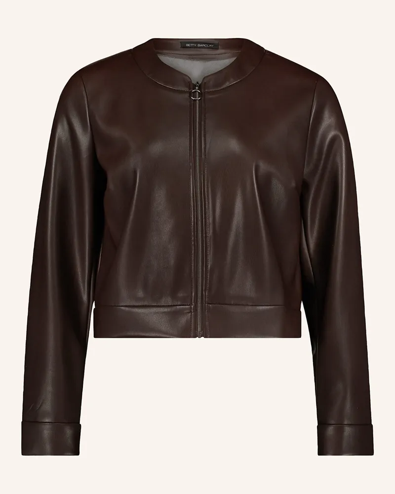 Betty Barclay Kastenjacke in Lederoptik Dunkelbraun