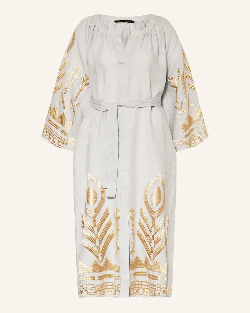 Greek Archaic Kori Strandkleid FEATHER mit Glitzergarn Hellgrau