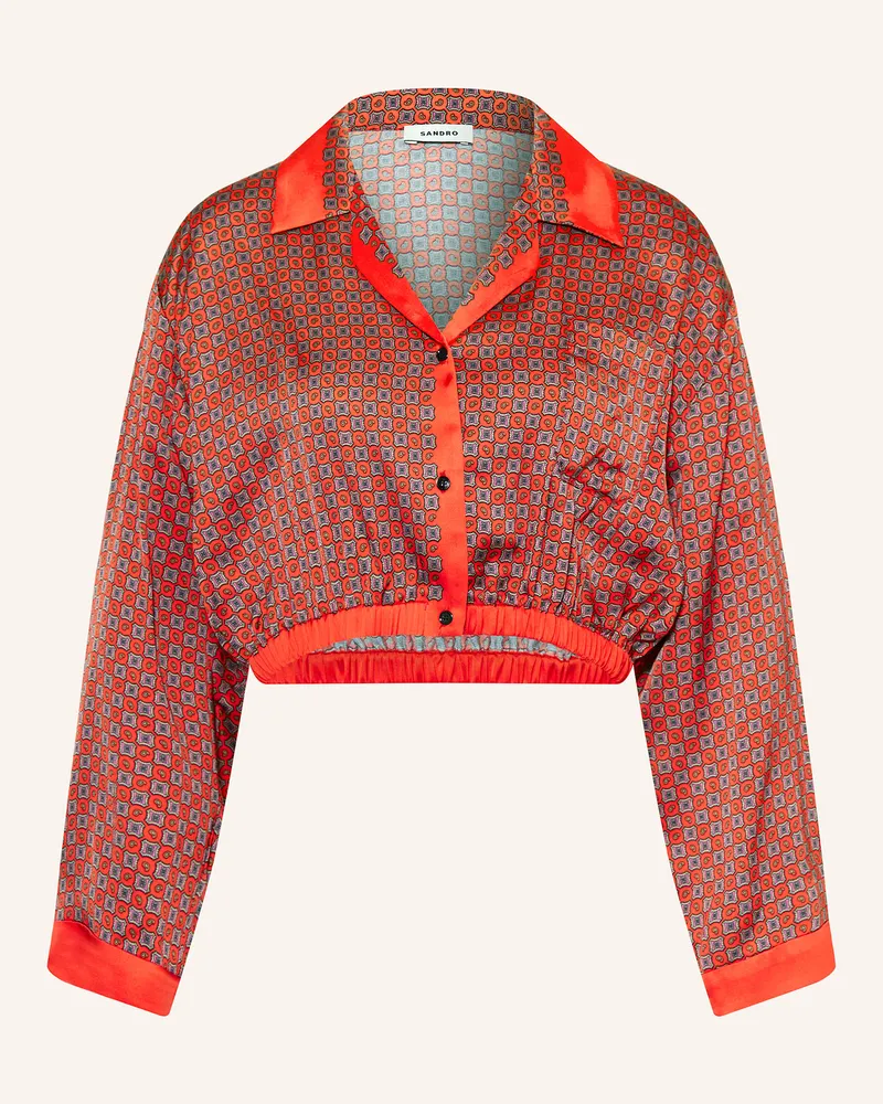 Sandro Cropped-Bluse aus Satin Rot