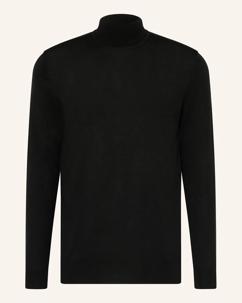 Profuomo Rollkragenpullover aus Merinowolle Schwarz
