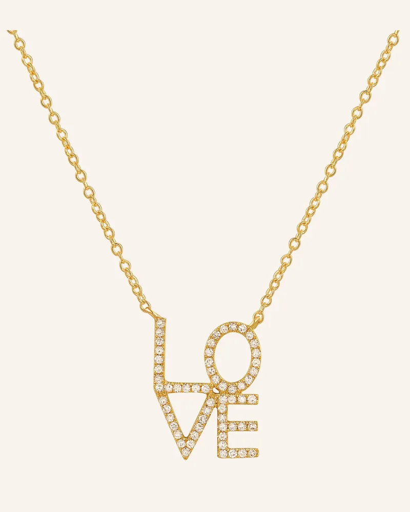 Leaf Halskette LOVE aus 18 Karat Gelbgold mit Diamanten Gold