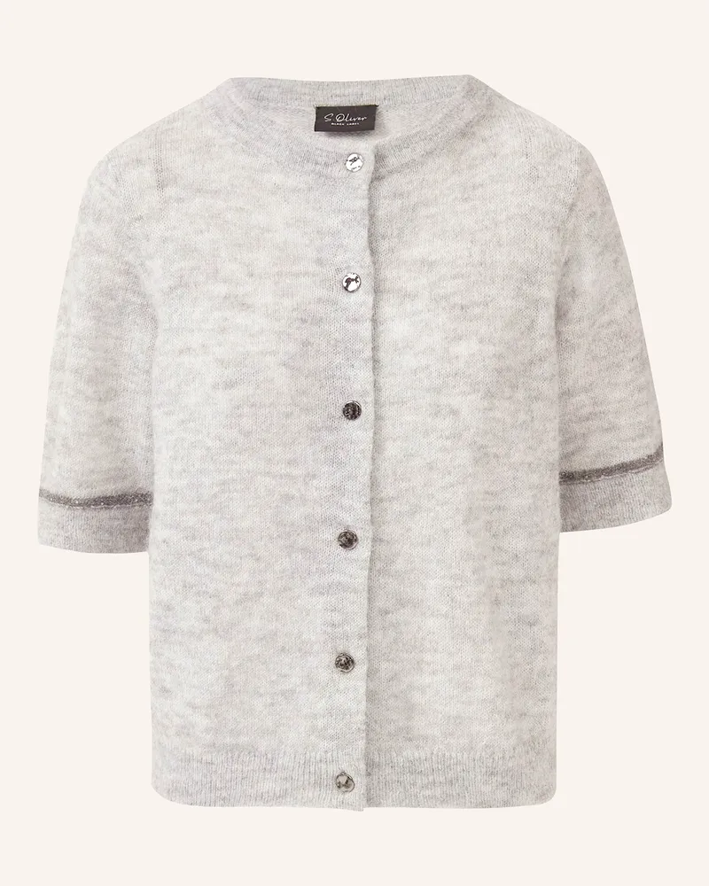 S.Oliver Strickjacke mit Pailletten und Glitzergarn Hellgrau