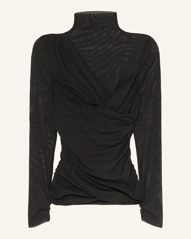 HUGO BOSS Longsleeve Etulah Aus Mesh schwarz Schwarz