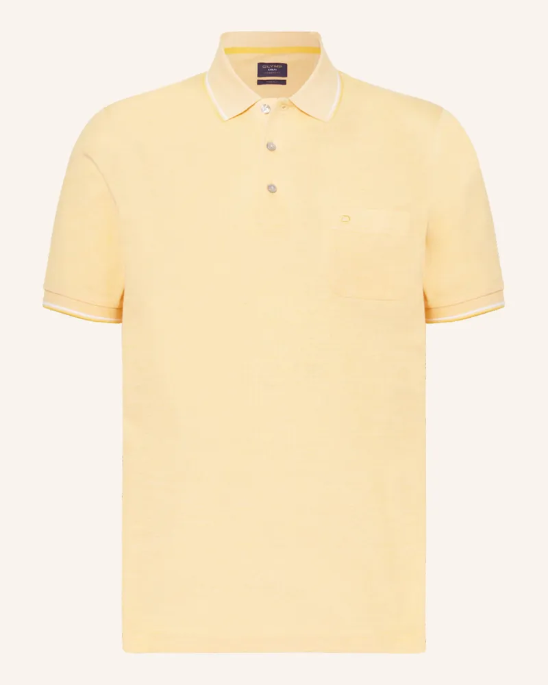 Olymp Piqué-Poloshirt Modern Fit gelb Hellorange