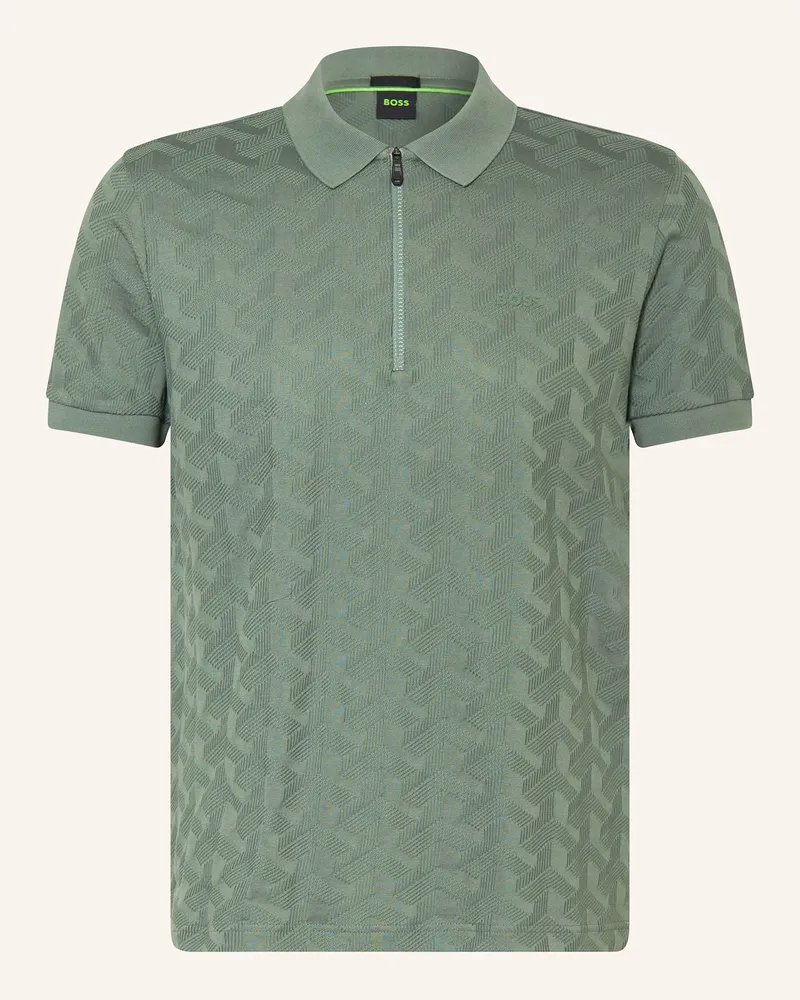HUGO BOSS Strick-Poloshirt Mirror gruen Grün