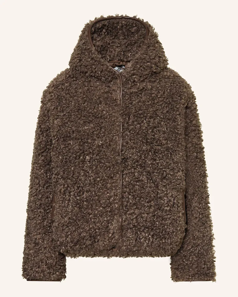 Lollys Laundry Teddyfell-Jacke WANLL Dunkelbraun