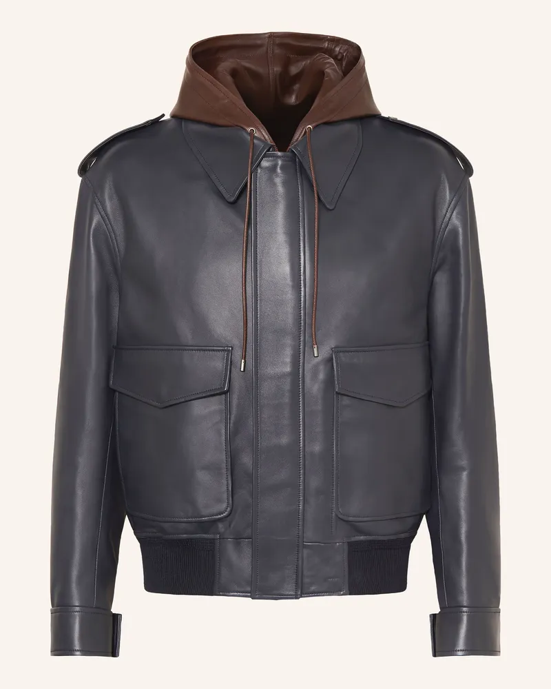 Loewe Lederblouson Mit Blende blau Dunkelblau