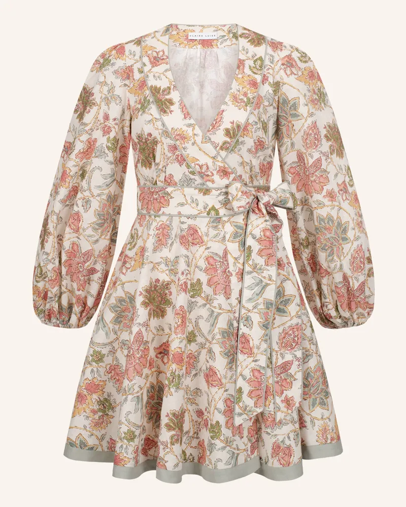 CLAIRE LUISE Florales Kleid mit Schleife Beige