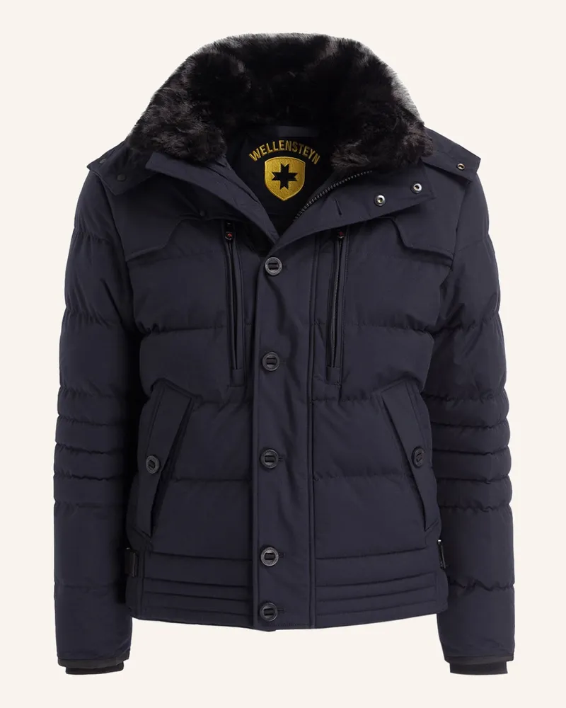 Wellensteyn Steppjacke STARSTREAM mit abnehmbarer Kapuze und Kunstfellbesatz Blau