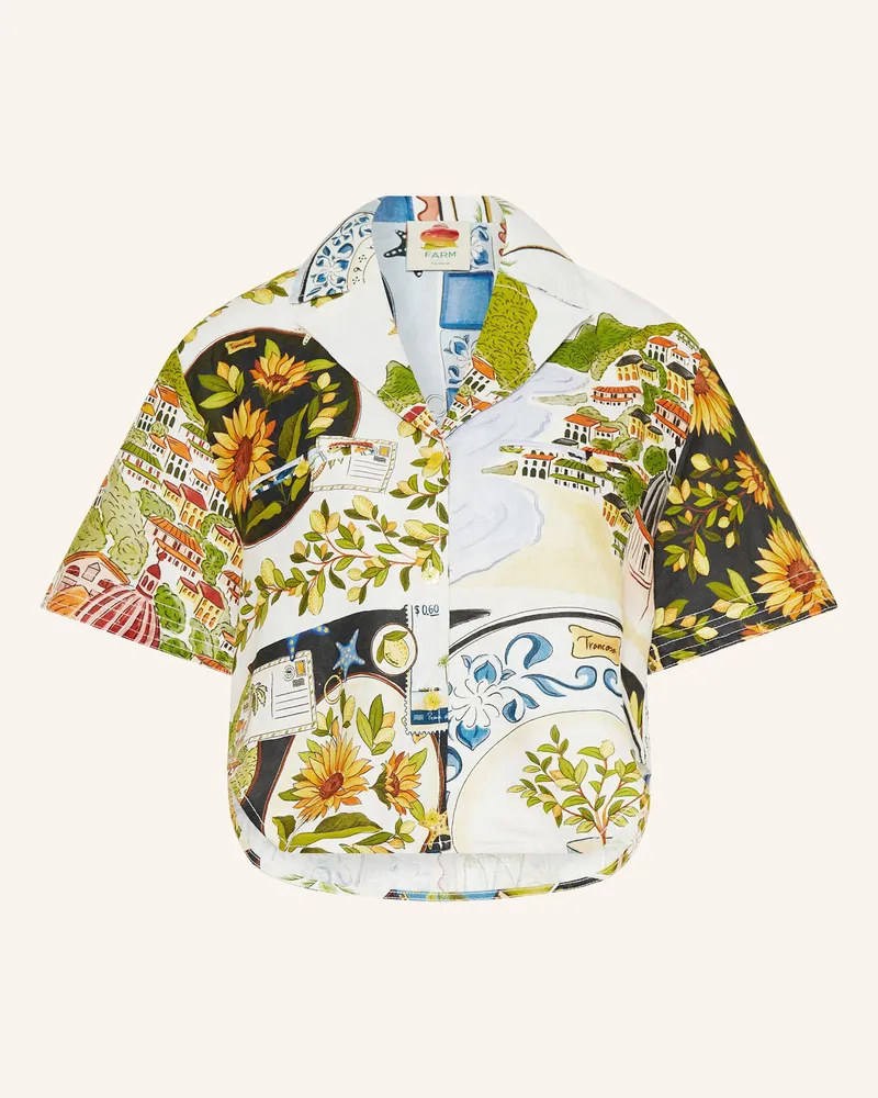 FARM Rio Leinenbluse Latin Trip blau Creme